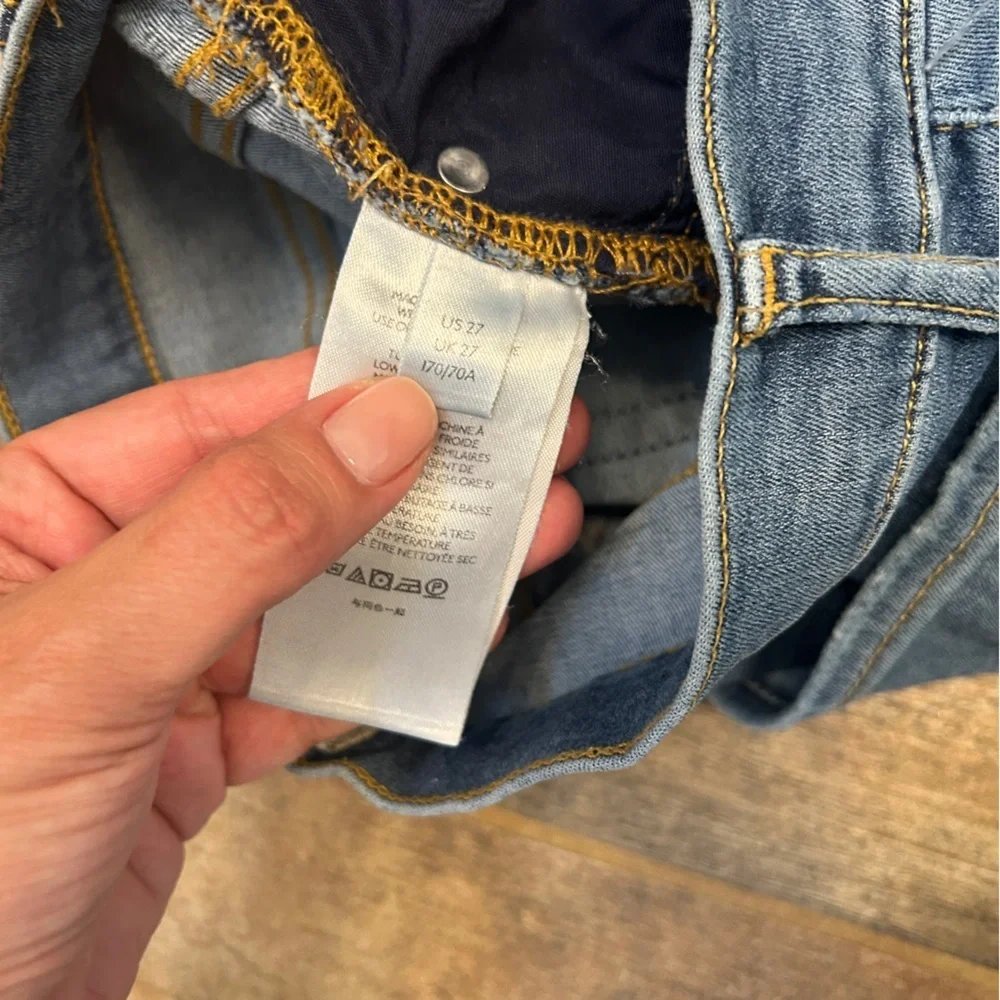 FREE PEOPLE High Rise Busted Knee Mid Stone Blue Skinny Jeans - Picture 8 of 8